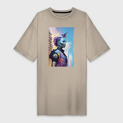 Женская футболка-платье Cyberpunk - fantasy - neural network