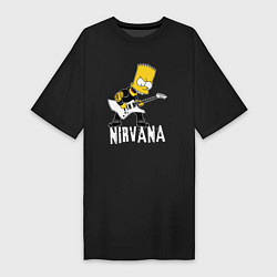Женская футболка-платье Нирвана Барт Симпсон рокер