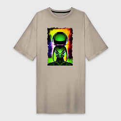 Женская футболка-платье Bizarre alien - neural network - neon glow