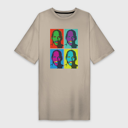 Женская футболка-платье Майкл Джордан в стиле Уорхола 2на2 / Миндальный – фото 1