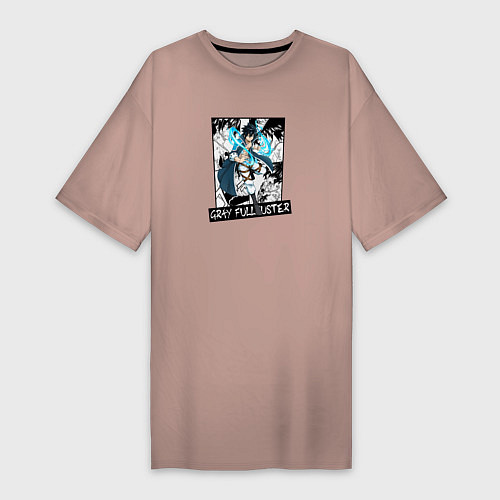 Женская футболка-платье Грей Фуллбастер на фоне манги / Пыльно-розовый – фото 1
