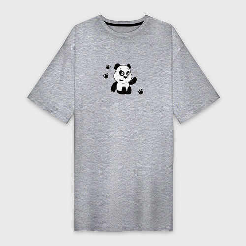 Женская футболка-платье Мультяшный мишка панда / Меланж – фото 1