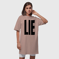 Футболка женская-платье Lie: большие вытянутые буквы, цвет: пыльно-розовый — фото 2