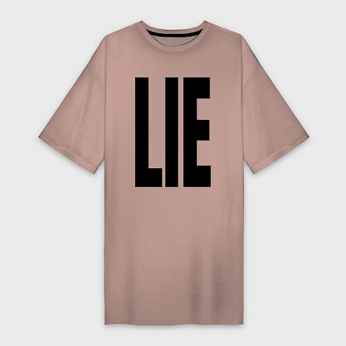 Женская футболка-платье Lie: большие вытянутые буквы / Пыльно-розовый – фото 1