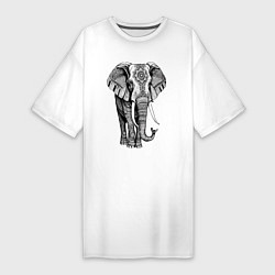 Женская футболка-платье Нарисованный слон