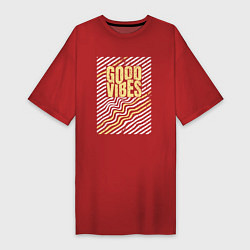 Женская футболка-платье Good vibes и полосы