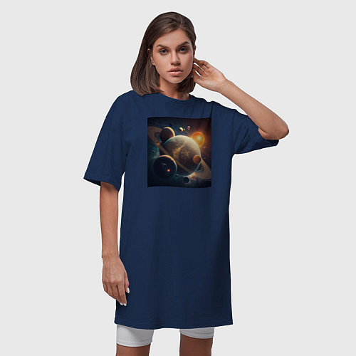 Женская футболка-платье Вся красота космоса / Тёмно-синий – фото 3