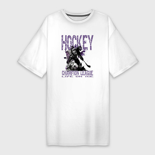 Женская футболка-платье Hockey жизнь на льду / Белый – фото 1