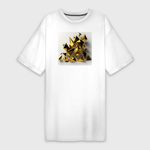Женская футболка-платье Золотая геометрия / Белый – фото 1