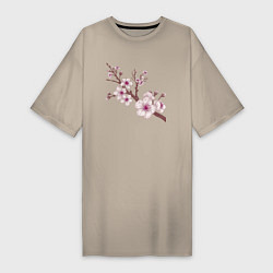 Женская футболка-платье Ветка сакуры - весна - Япония