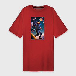 Женская футболка-платье Космонавт танцующий среди планет