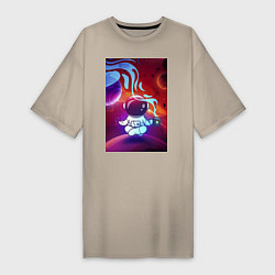 Женская футболка-платье Космонавт с кофе