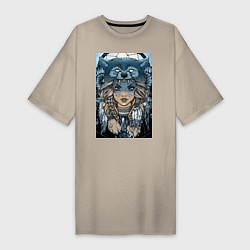 Женская футболка-платье Девушка волчица