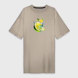 Футболка женская-платье Лимонный спрей, цвет: миндальный