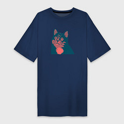 Женская футболка-платье Vintage pixel cat
