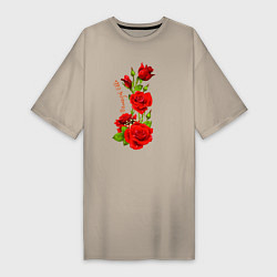 Женская футболка-платье Прекрасная Элла - букет из роз