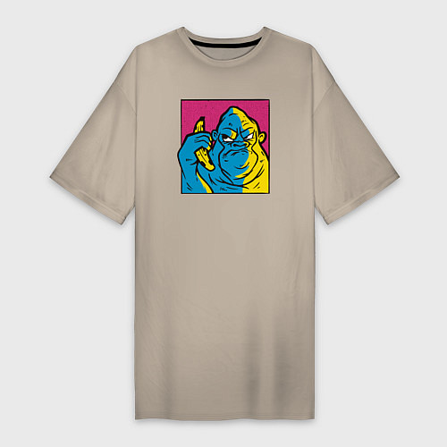 Женская футболка-платье Горилла с бананом / Миндальный – фото 1