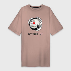 Женская футболка-платье Ностальгия - японские иероглифы