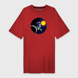 Женская футболка-платье Космонавт в невесомости