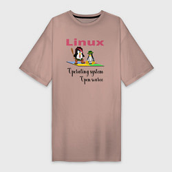 Женская футболка-платье Линукс пингвин система