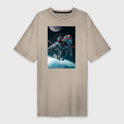Женская футболка-платье Космонавт над землей
