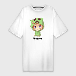 Женская футболка-платье Анюта - Майнкрафт