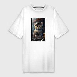 Женская футболка-платье Новороссийск котик