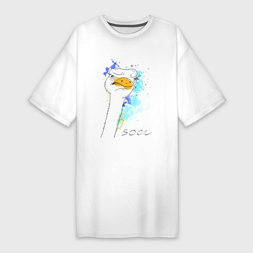 Женская футболка-платье Злобный страус: soon / Белый – фото 1