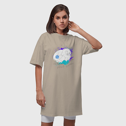 Женская футболка-платье Тихоходка: water bear dont care / Миндальный – фото 3