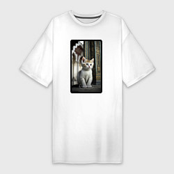 Женская футболка-платье Грозный котик