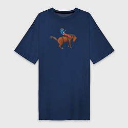 Женская футболка-платье Наездник и конь вместе