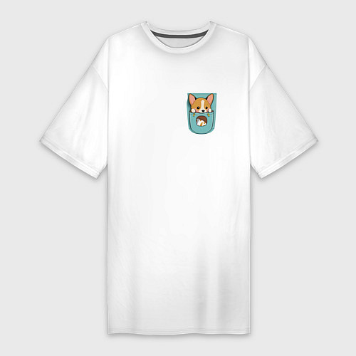 Женская футболка-платье Карманный друг - корги / Белый – фото 1