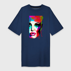 Женская футболка-платье Angelina Jolie - watercolor - sketch