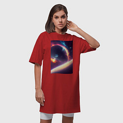 Футболка женская-платье Планета корабль, цвет: красный — фото 2