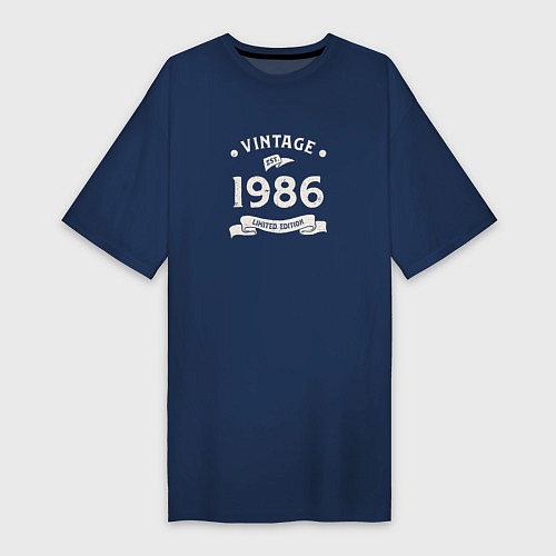 Женская футболка-платье Винтаж 1986 ограниченный выпуск / Тёмно-синий – фото 1