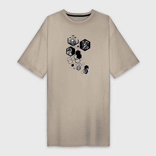 Женская футболка-платье Грибы и психоделические существа / Миндальный – фото 1