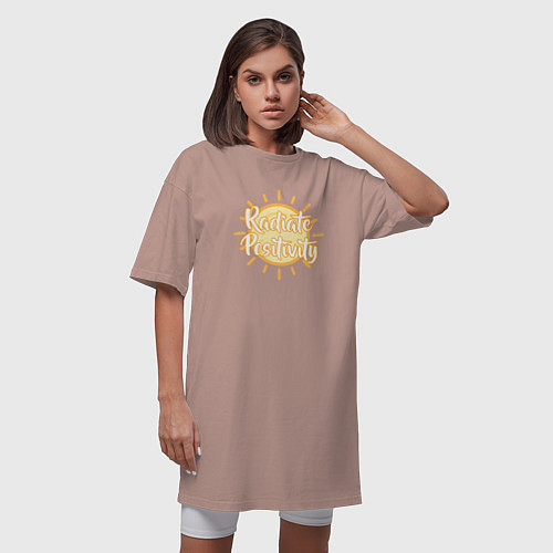 Женская футболка-платье Radiate positivity / Пыльно-розовый – фото 3
