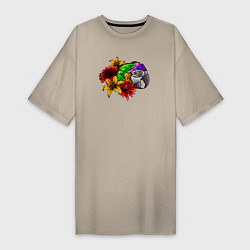 Женская футболка-платье Попугай в цветах