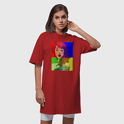 Футболка женская-платье Ретро девушка, цвет: красный — фото 2