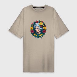 Женская футболка-платье Модная бабушка в цветах