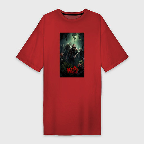 Женская футболка-платье Зомби на острове / Красный – фото 1