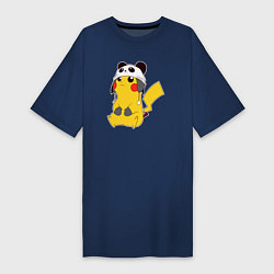 Футболка женская-платье Pika panda, цвет: тёмно-синий