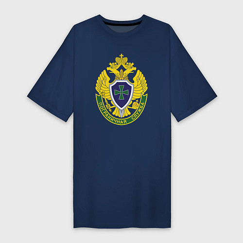 Женская футболка-платье Пограничные войска - герб / Тёмно-синий – фото 1