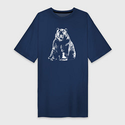 Футболка женская-платье Силуэт медведя, цвет: тёмно-синий
