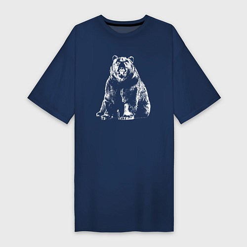 Женская футболка-платье Силуэт медведя / Тёмно-синий – фото 1