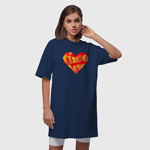 Женская футболка-платье Милое сердечко / Тёмно-синий – фото 3