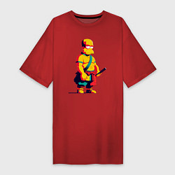Женская футболка-платье Гомер Симпсон самурай - нейросеть