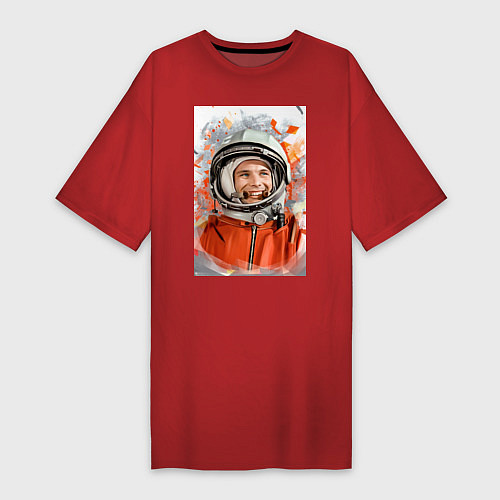 Женская футболка-платье Гагарин арт / Красный – фото 1