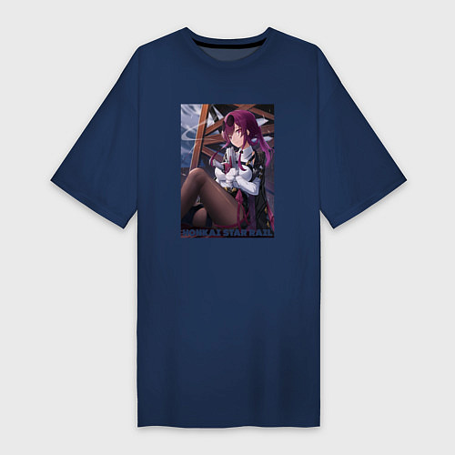 Женская футболка-платье Кафка с узи / Тёмно-синий – фото 1