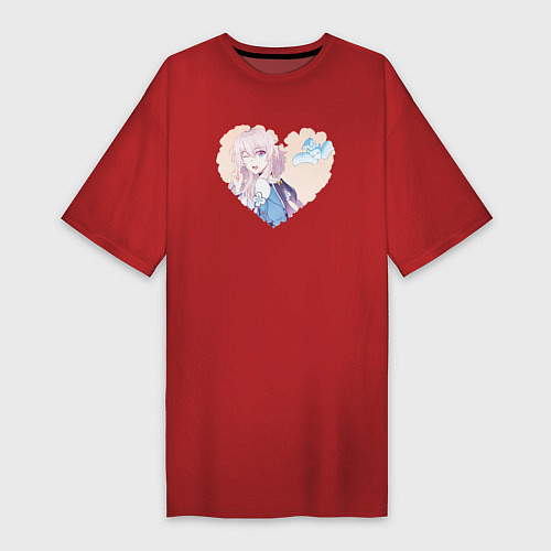Женская футболка-платье Марта 7 в сердечке / Красный – фото 1